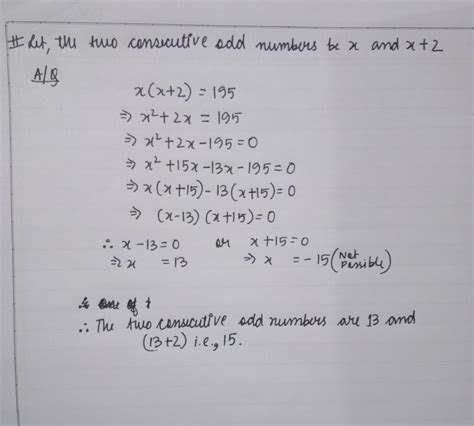 Solved: The product of two consecutive positive odd numbers is .